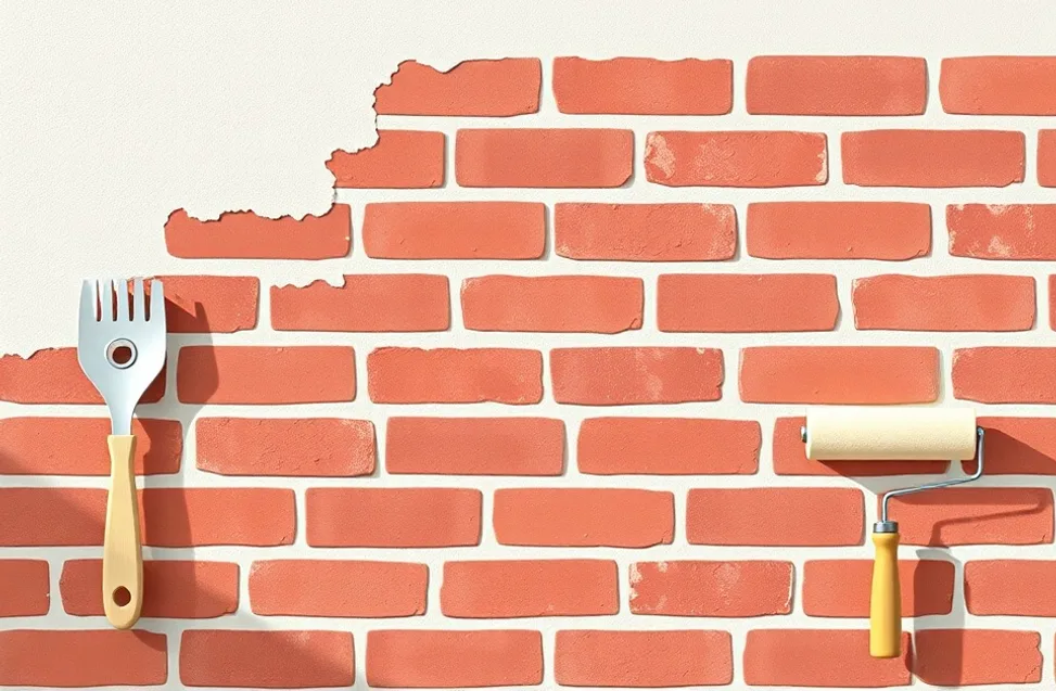 Outils de peinture disposés dans l'ordre des étapes du chantier